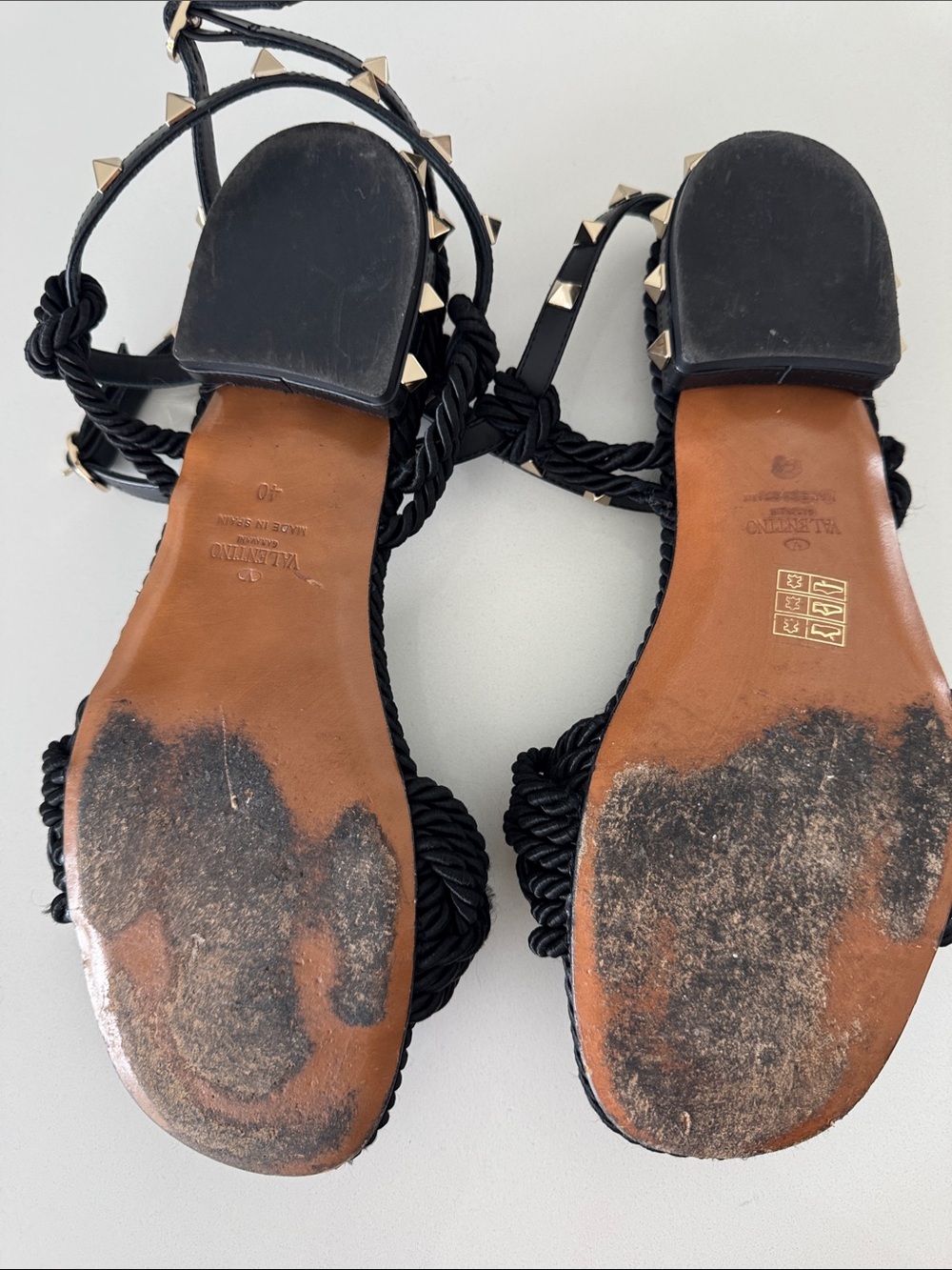 Valentino GARAVANI Studded Rope-Knot Black Women's Sandals - Picture 9 of 10